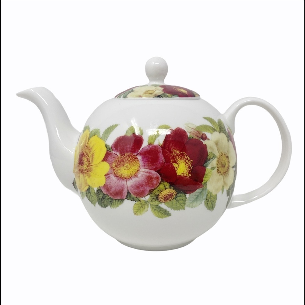 Stechcol Gracie Bone China White & Floral TEAPOT